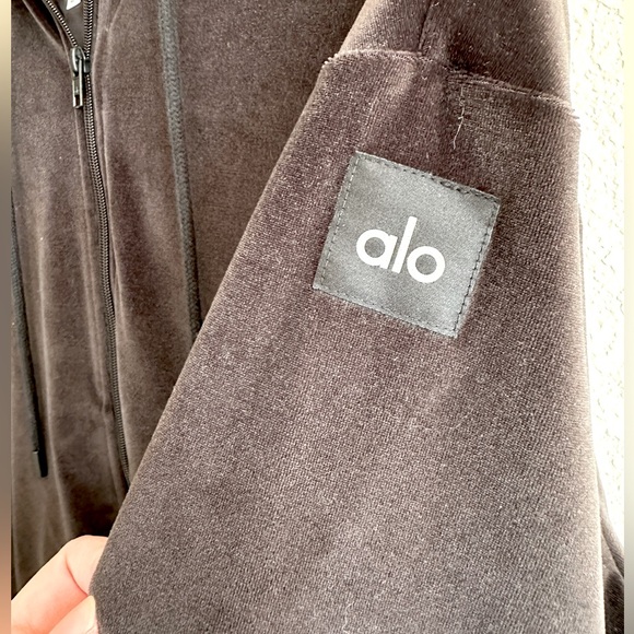 ALO Yoga Velour Glimmer Full Zip Hoodie - Women’s | Black Size S - Picture 5 of 9